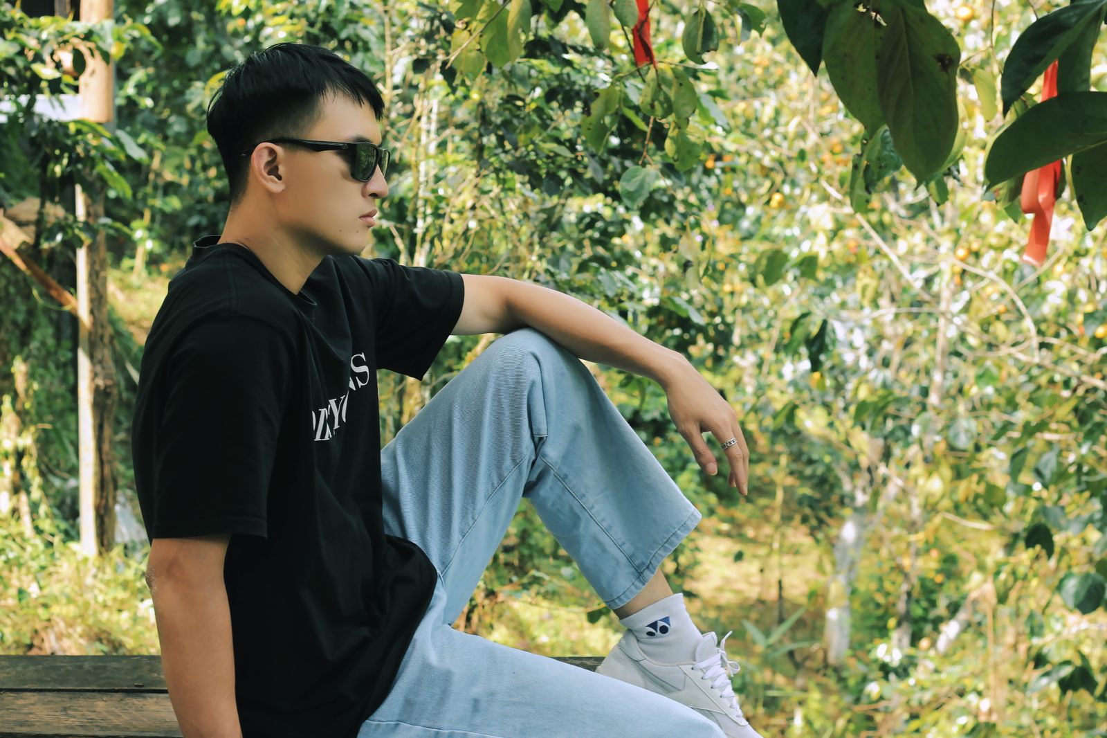 Man posing outdoors in a relaxed casual summer shirt