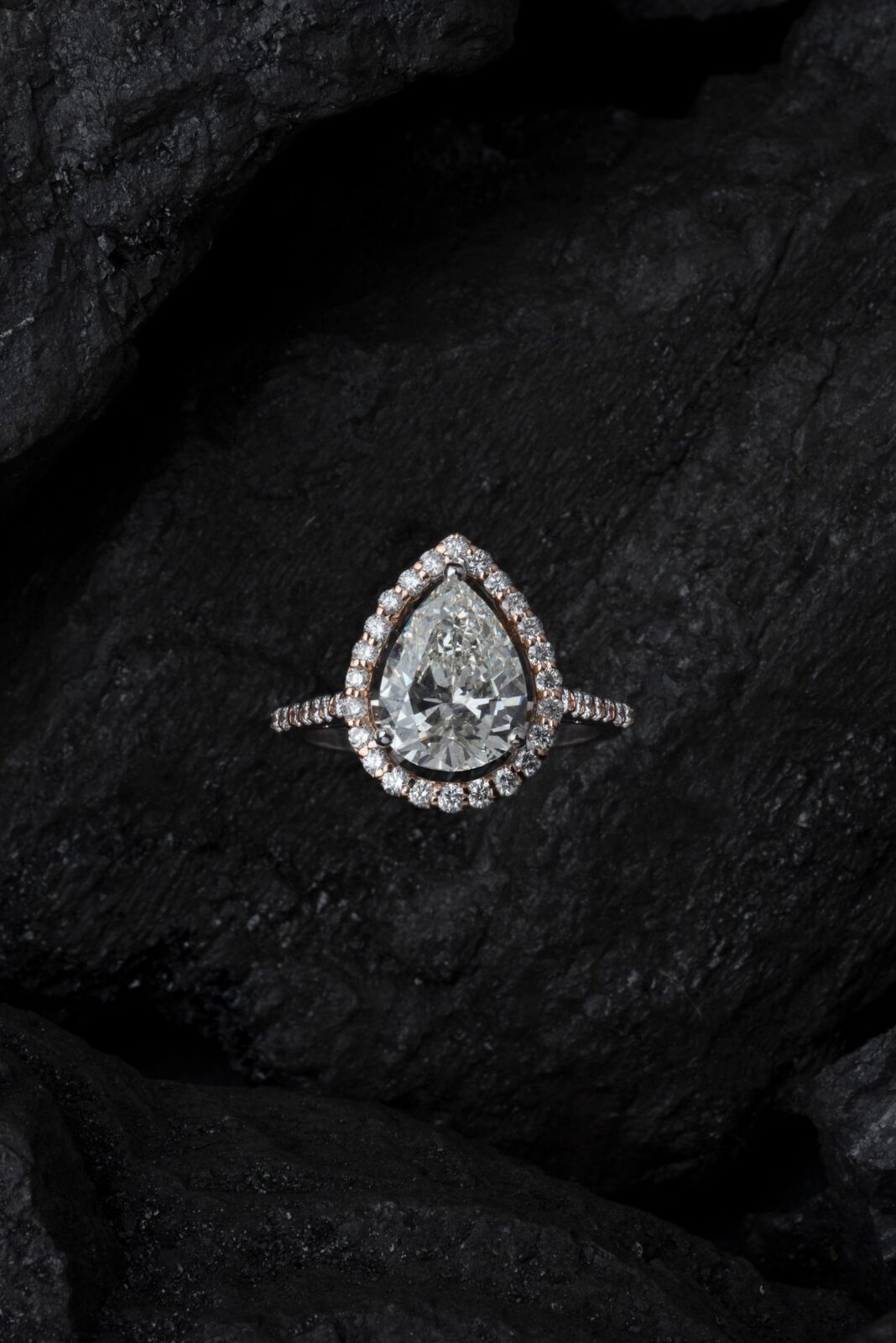 Close-up of a sparkling diamond ring