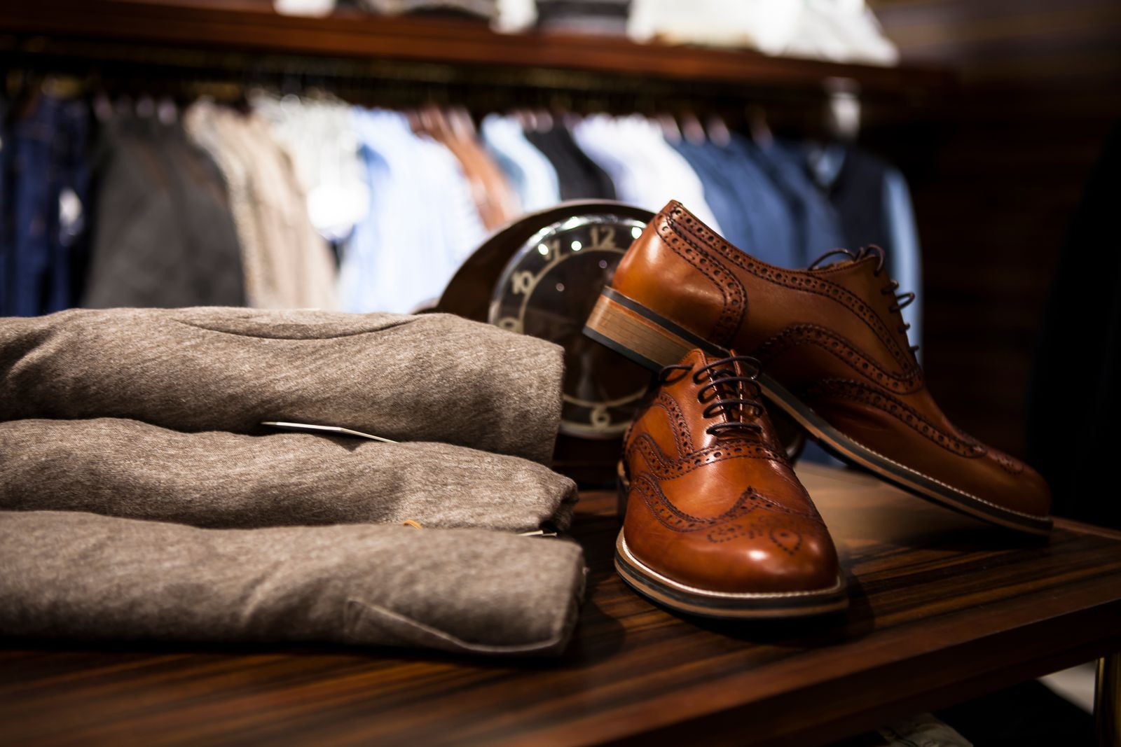 Brown leather dress shoes of the kind that expose the ankle line