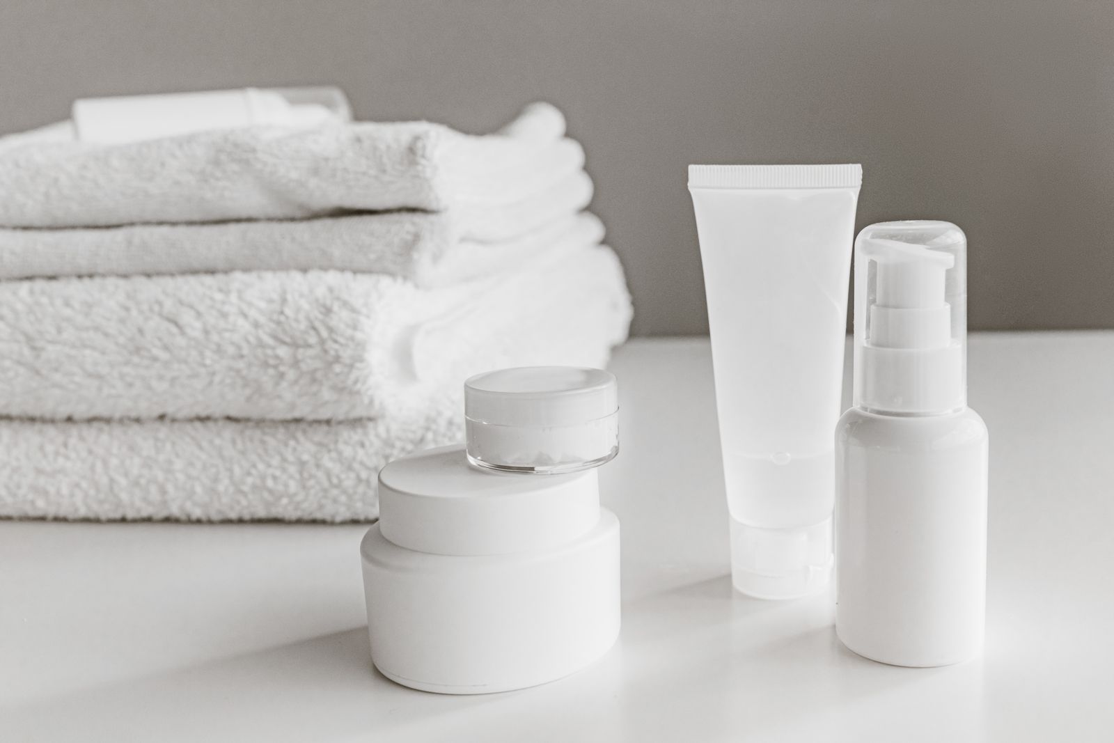 Close-up of clean natural personal care products