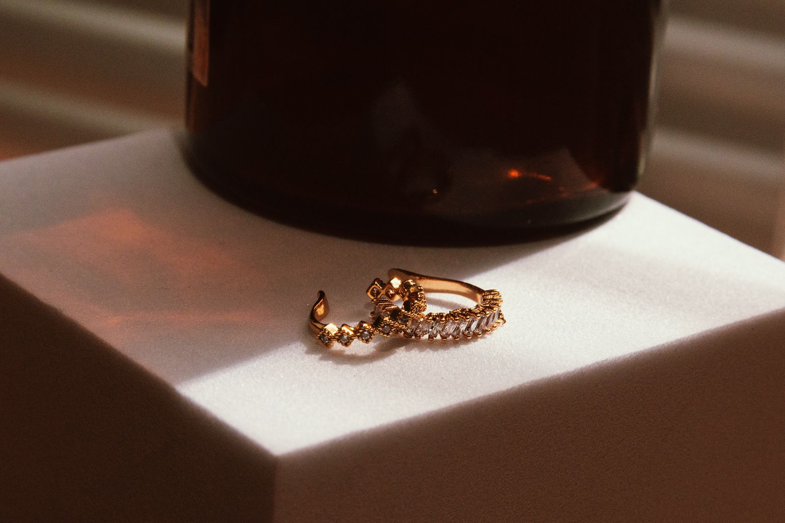 Close-up of two gold wedding rings resting together, showing their polished shine