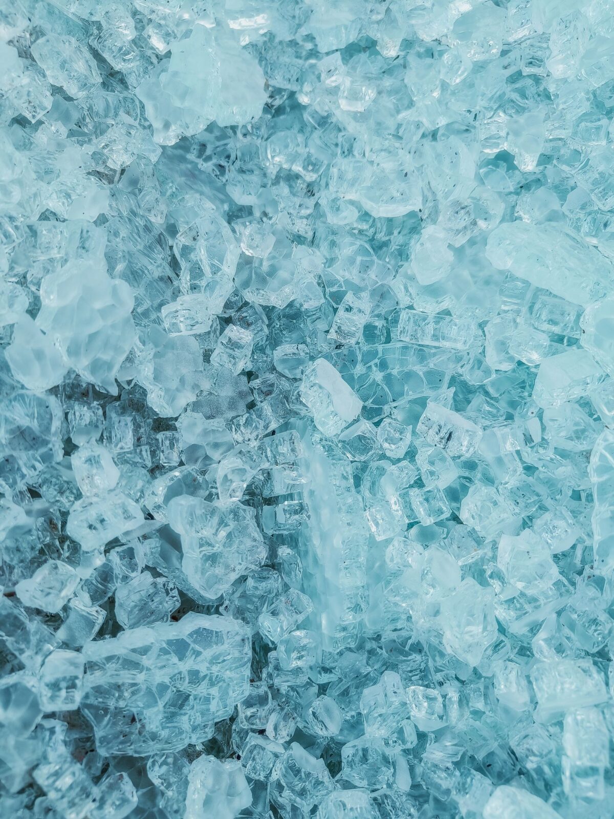 Close-up of crushed ice, the kind used to chill a manual cold plunge tub