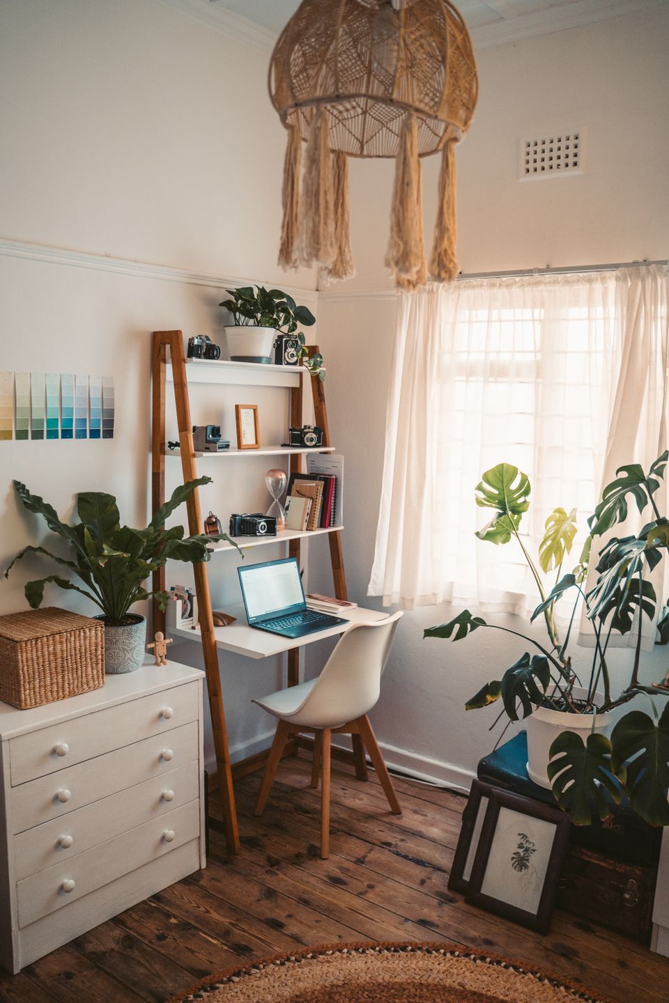 Desk positioned near a window to catch natural morning light