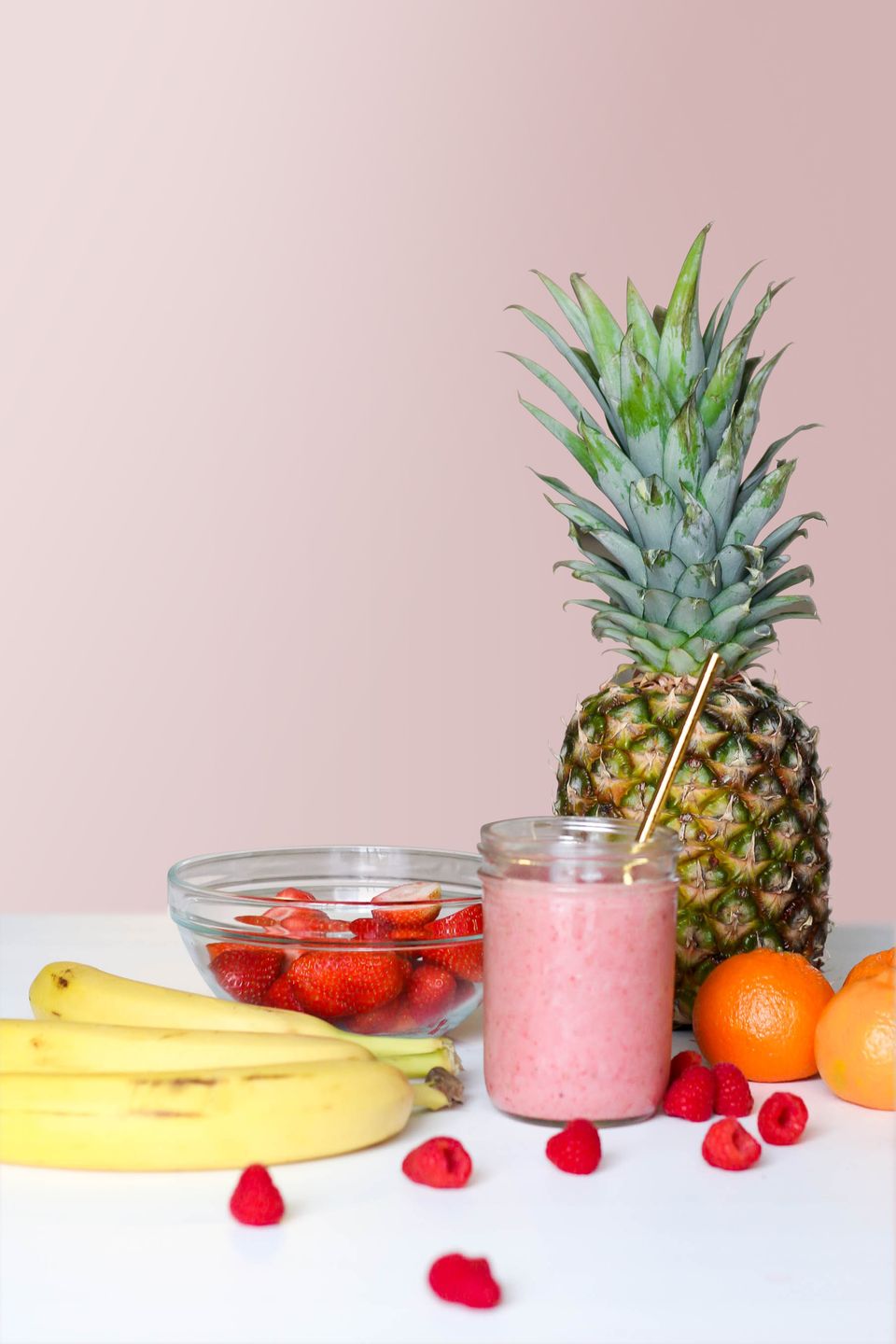 Berry and fruit smoothie in a glass jar, part of a morning routine
